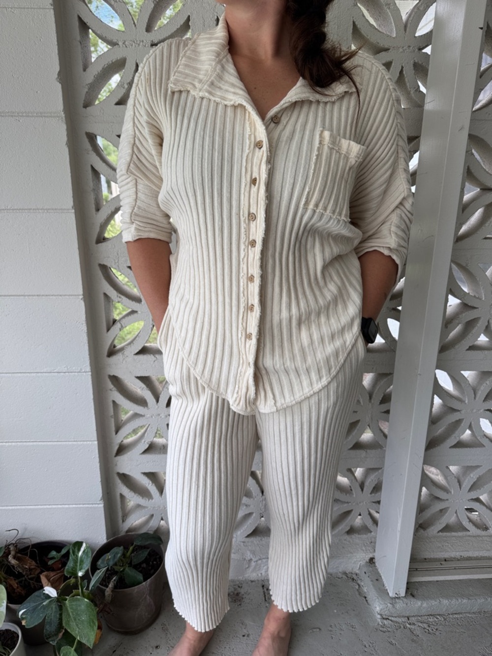 Free People FP Beach Ribbed Jump Suit Sz M Beachy Boho Grunge Resortwear